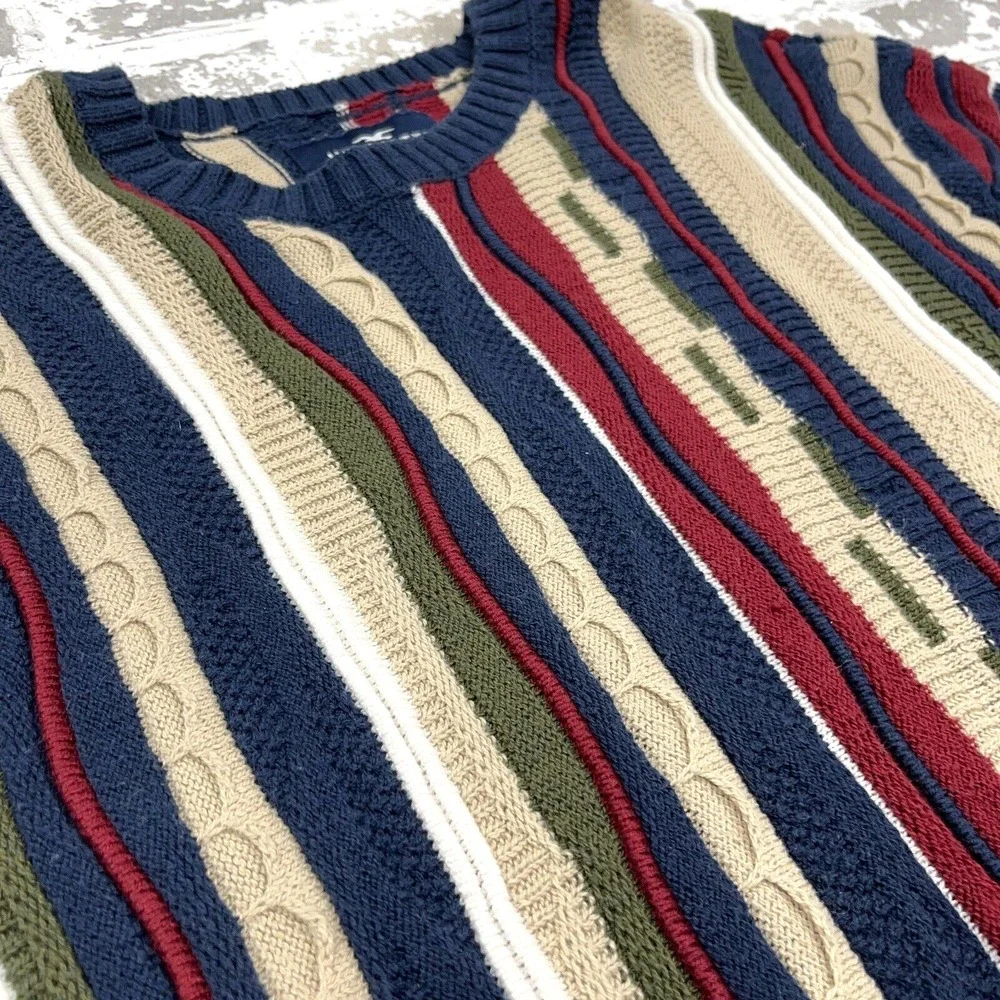 Vintage Y2K Hollister Sweater‎ Men Medium 3D Knit Textured Biggi Cosby Grandpa